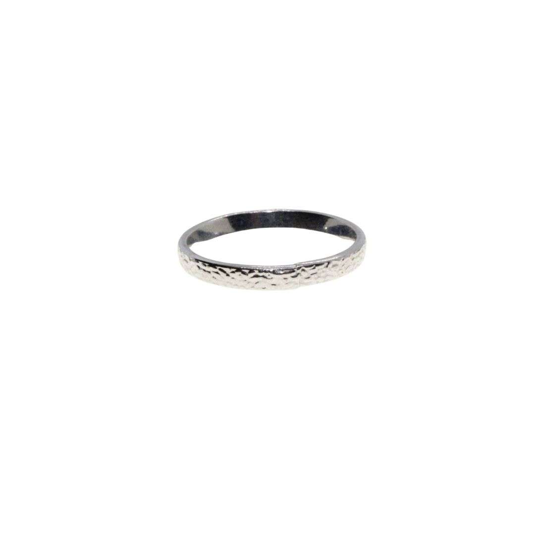 Ring - Silver Tone Thin Band with Texture Surrounding The Band - ML3126