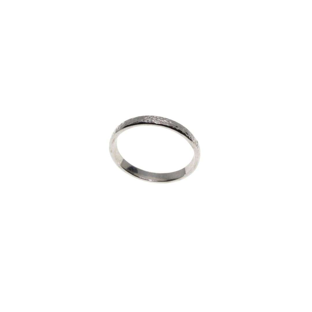 Ring - Silver Tone Thin Band with Texture Surrounding The Band - ML3126