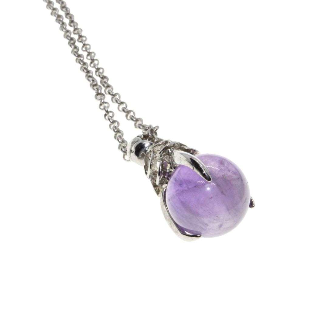 Necklace - Silver Tone Chain with Amethyst Ball with Silver Dragon Claw - ML3181
