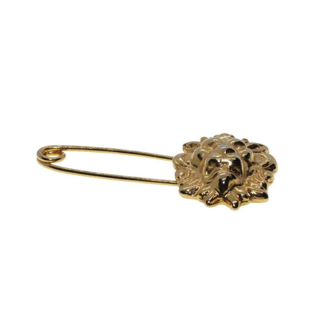 Brooch - Vintage Gold Tone Lion Head Pin - ML3270