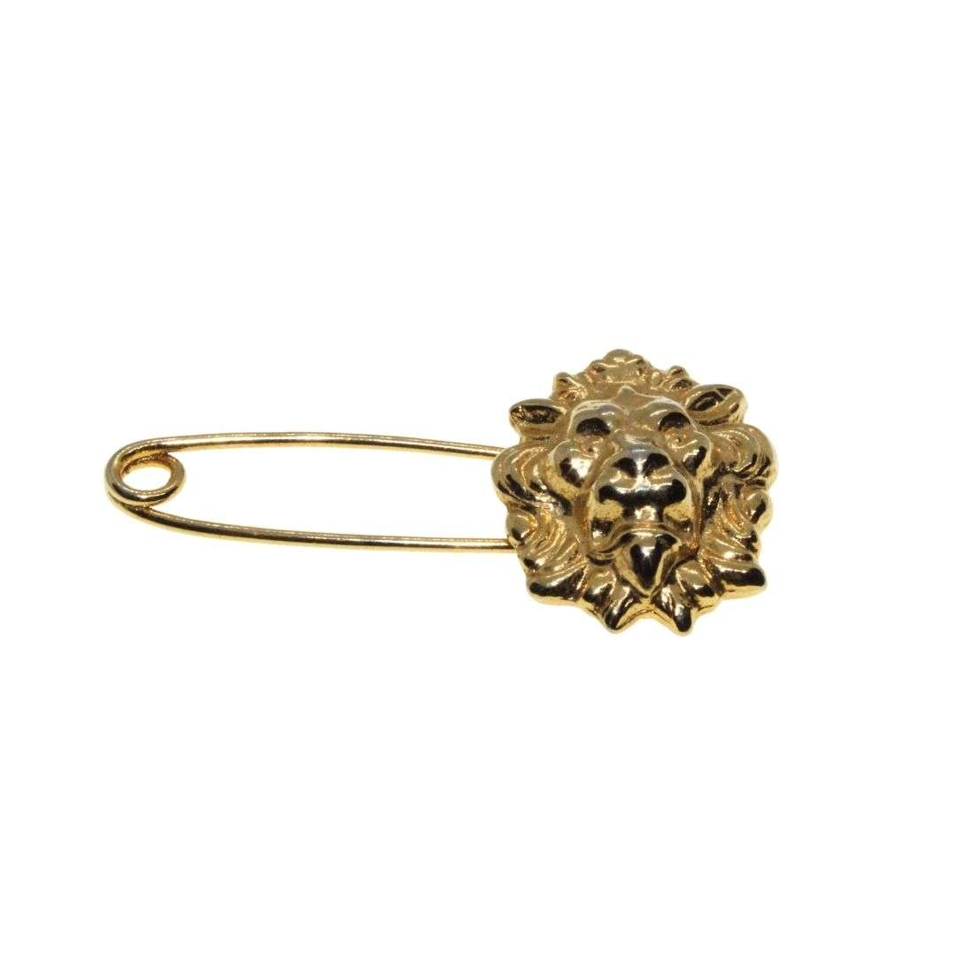 Brooch - Vintage Gold Tone Lion Head Pin - ML3270