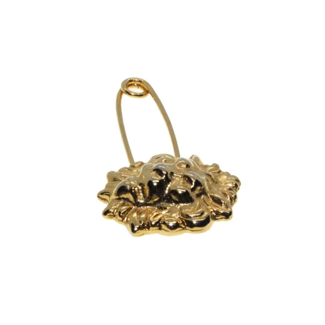 Brooch - Vintage Gold Tone Lion Head Pin - ML3270