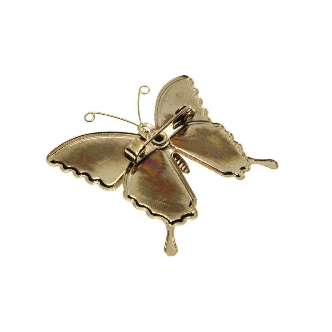 Brooch - Gold Tone Vintage Fun Multi Colour Disco Glitter Butterfly Brooch. Original Box - ML3283