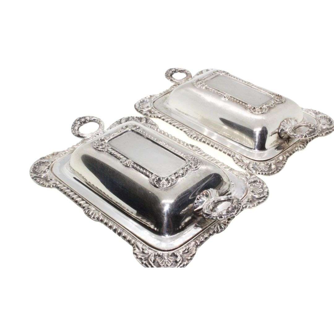 Antiques  - Vintage Silver Plated with Design Mini Butter Dishes stamped M.P. Honour Ltd - ML3322