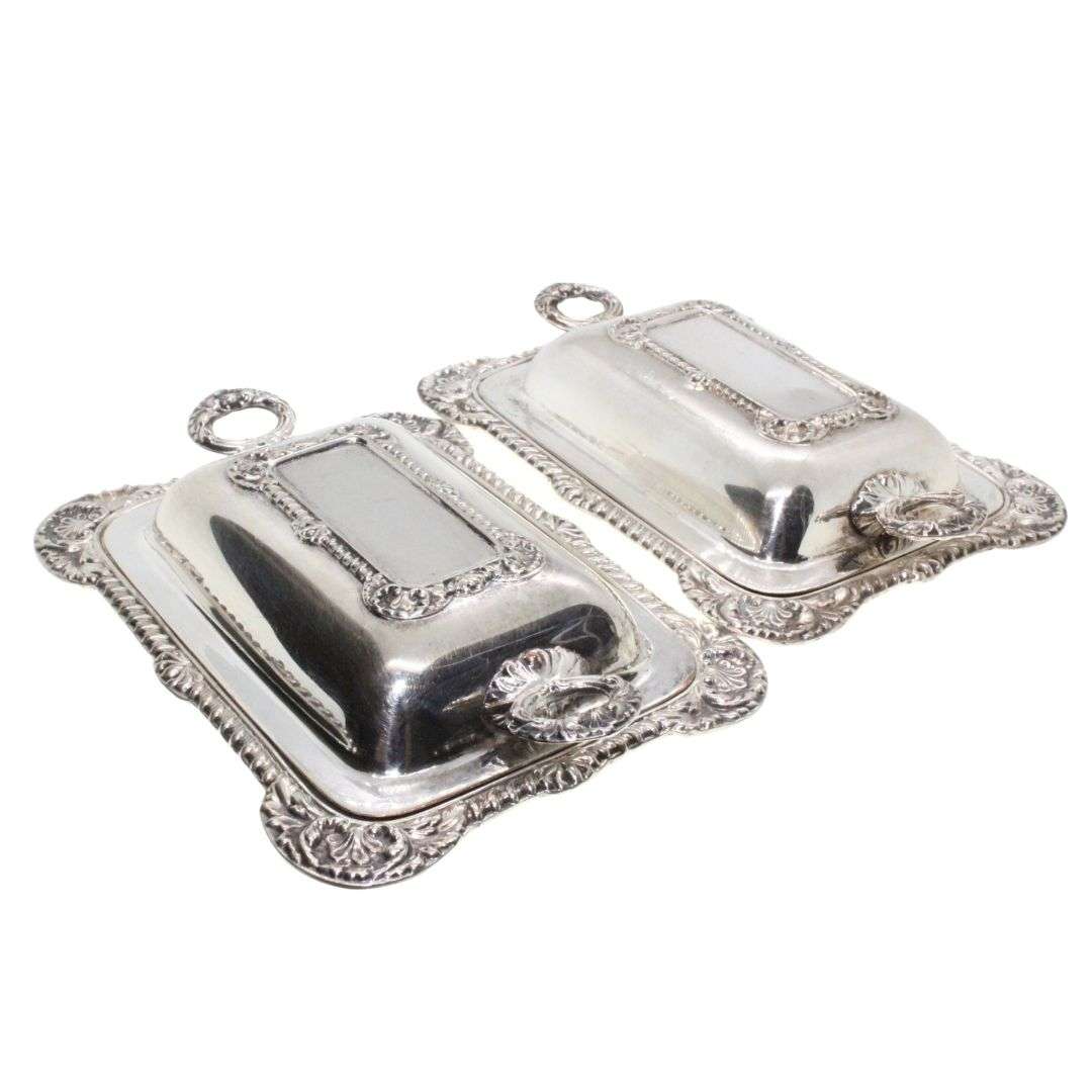 Antiques  - Vintage Silver Plated with Design Mini Butter Dishes stamped M.P. Honour Ltd - ML3322