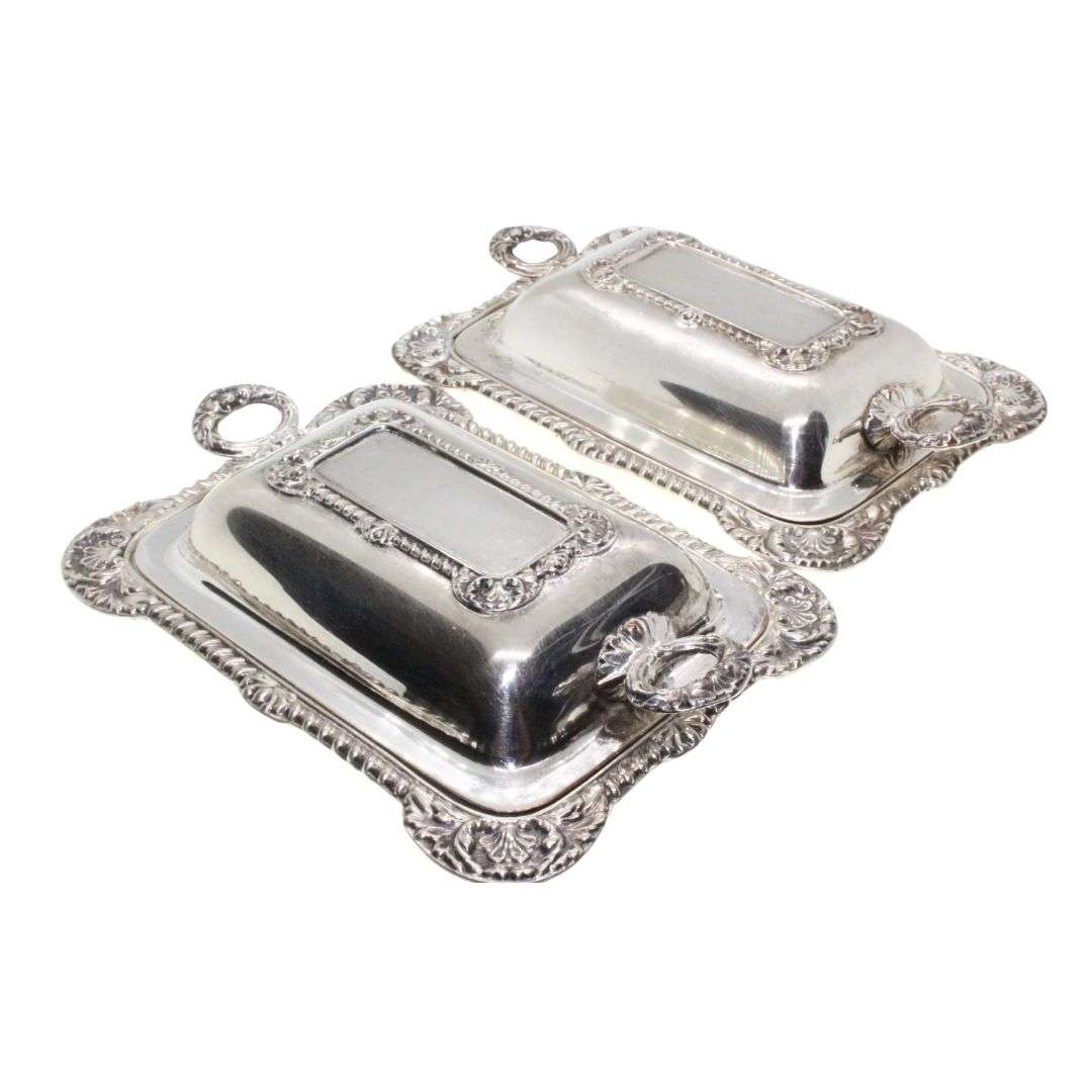 Antiques  - Vintage Silver Plated with Design Mini Butter Dishes stamped M.P. Honour Ltd - ML3322