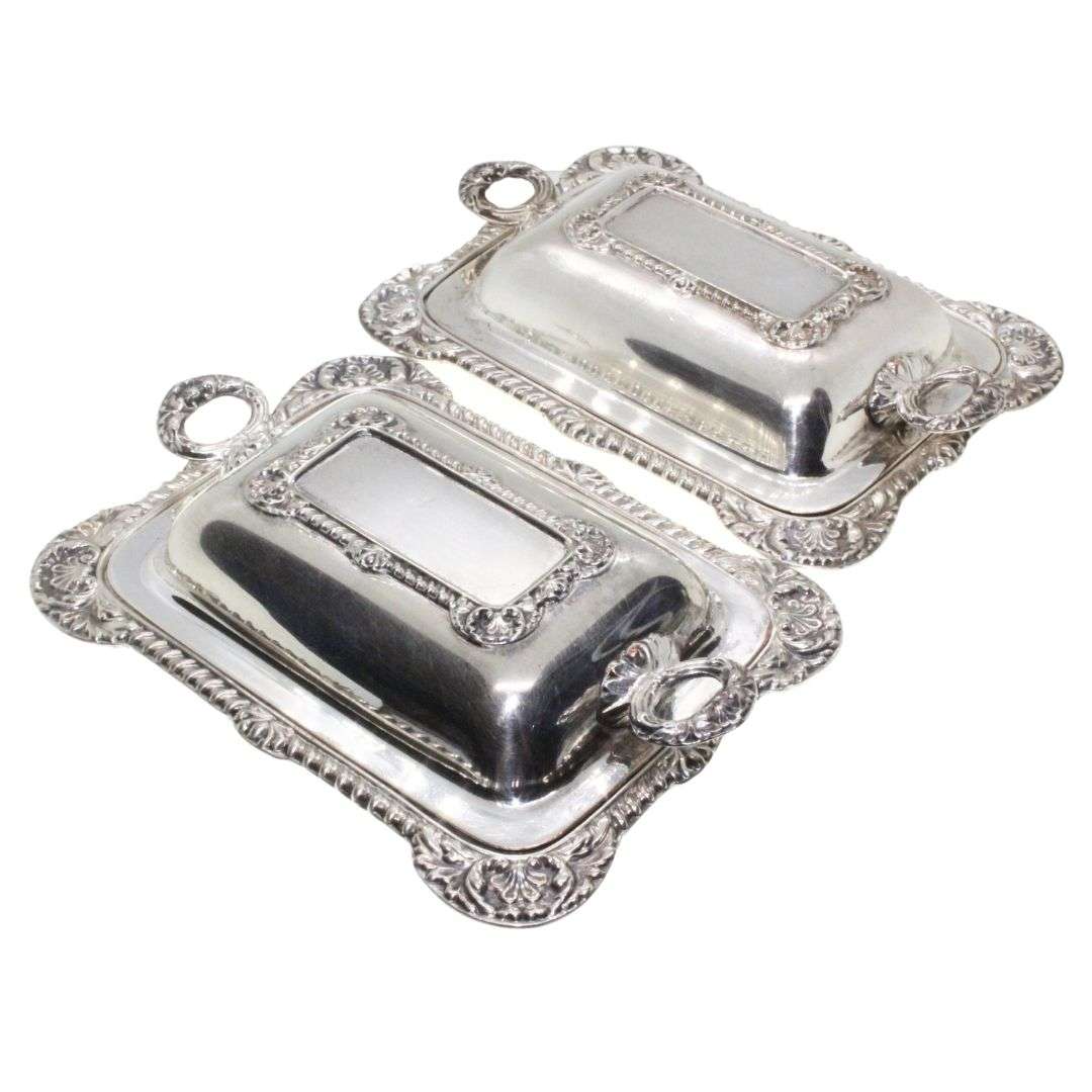 Antiques  - Vintage Silver Plated with Design Mini Butter Dishes stamped M.P. Honour Ltd - ML3322