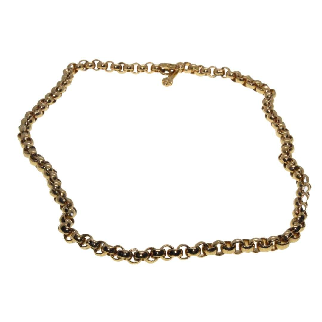 Necklace - Gold Tone Cuban Style Link Chain with T-Bar - ML3358