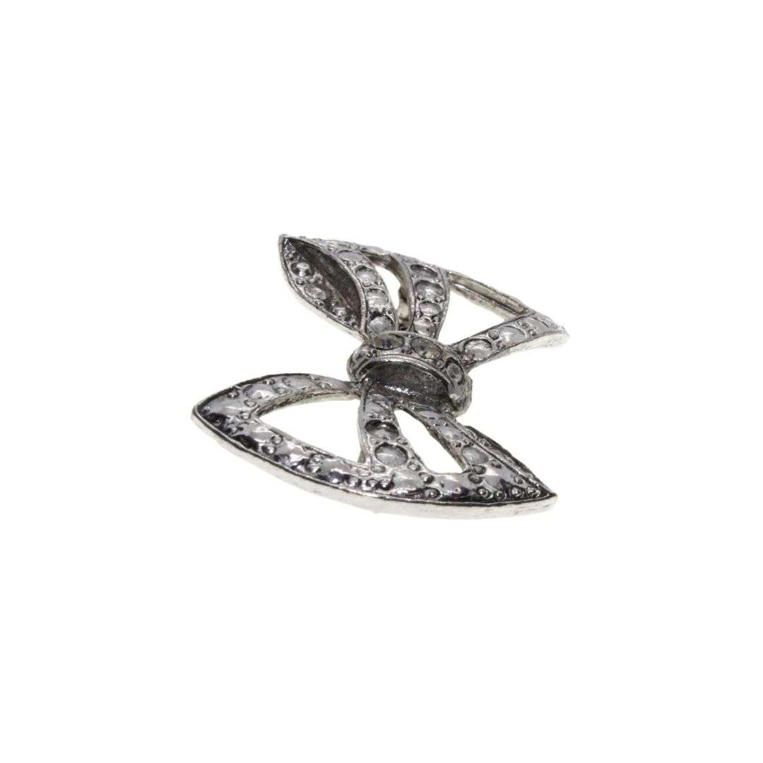 Brooch - Silver Tone Marcasite Brooch Flower and Leaf Design - ML3452