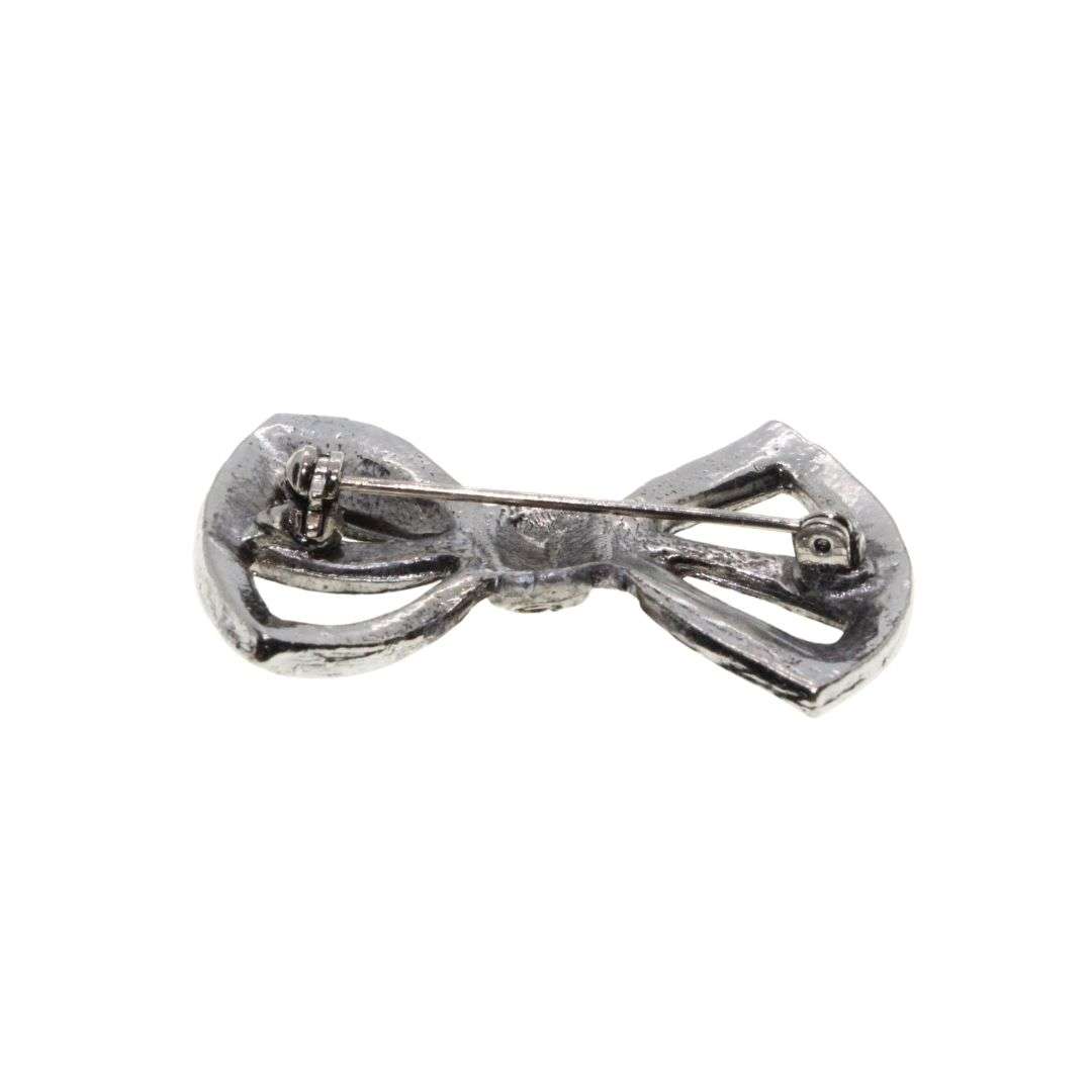 Brooch - Silver Tone Marcasite Brooch Flower and Leaf Design - ML3452
