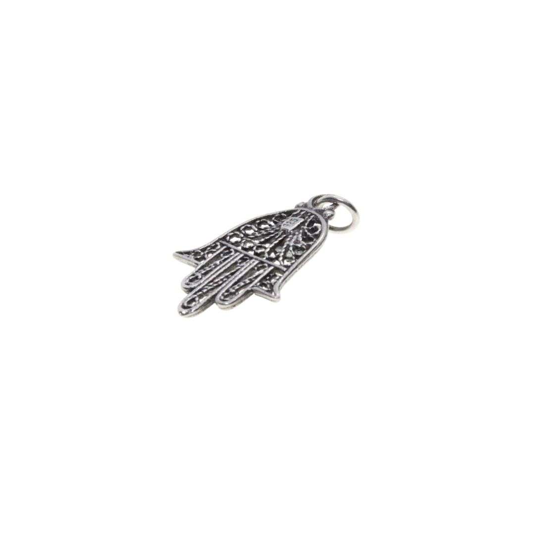 Pendant -  925 Silver Hamsa Filigree with Turquoise Stone in Centre - ML3468