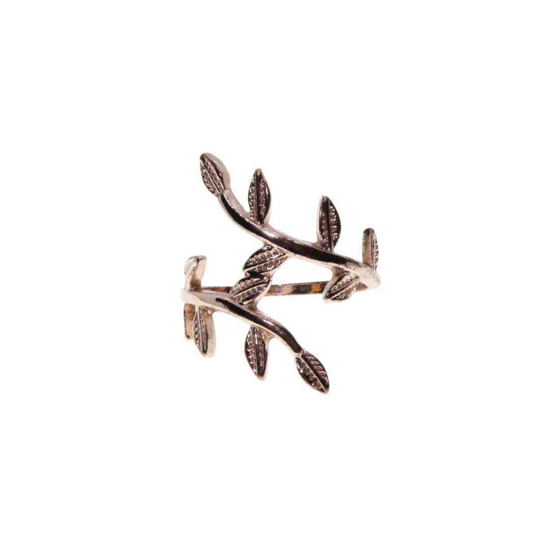 Ring - Rose Gold Tone Spiral Leaf Ring. Statement Jewellery - ML3483