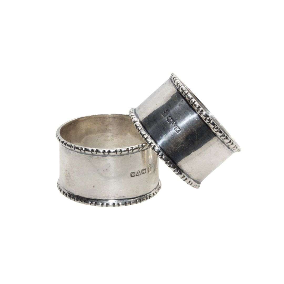 Napkin Rings - 2 x  Silver Hallmarked. Chester. George V c.1912 Decorative Edges. - ML3509