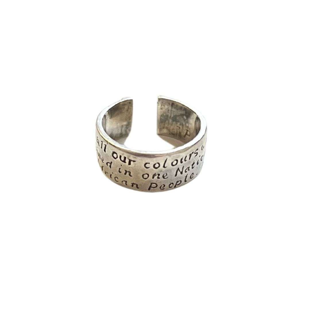 Ring - Silver tone Madiba inscribed ring - ML3604
