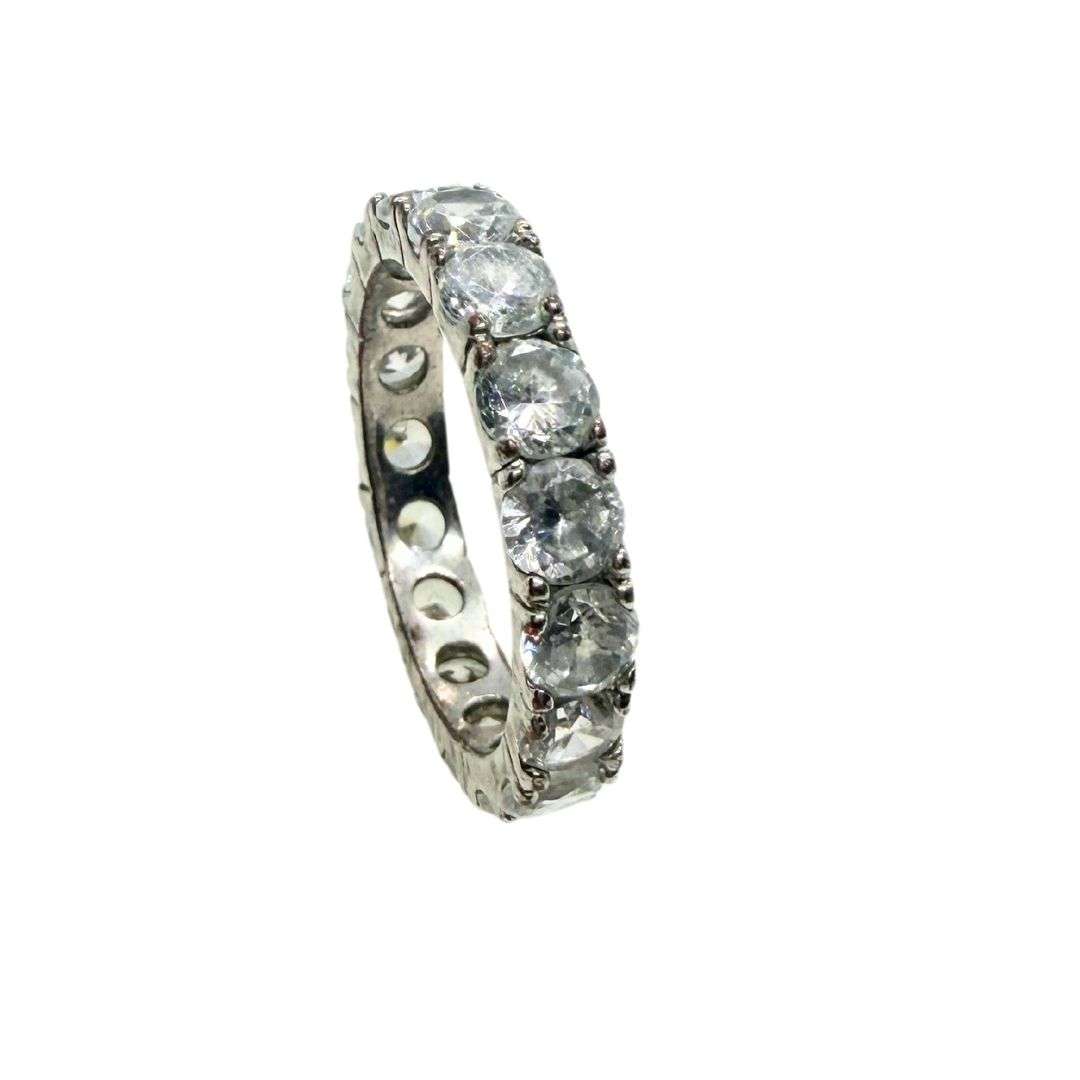Diamante Silver Tone  Ring Size Q - ML0250