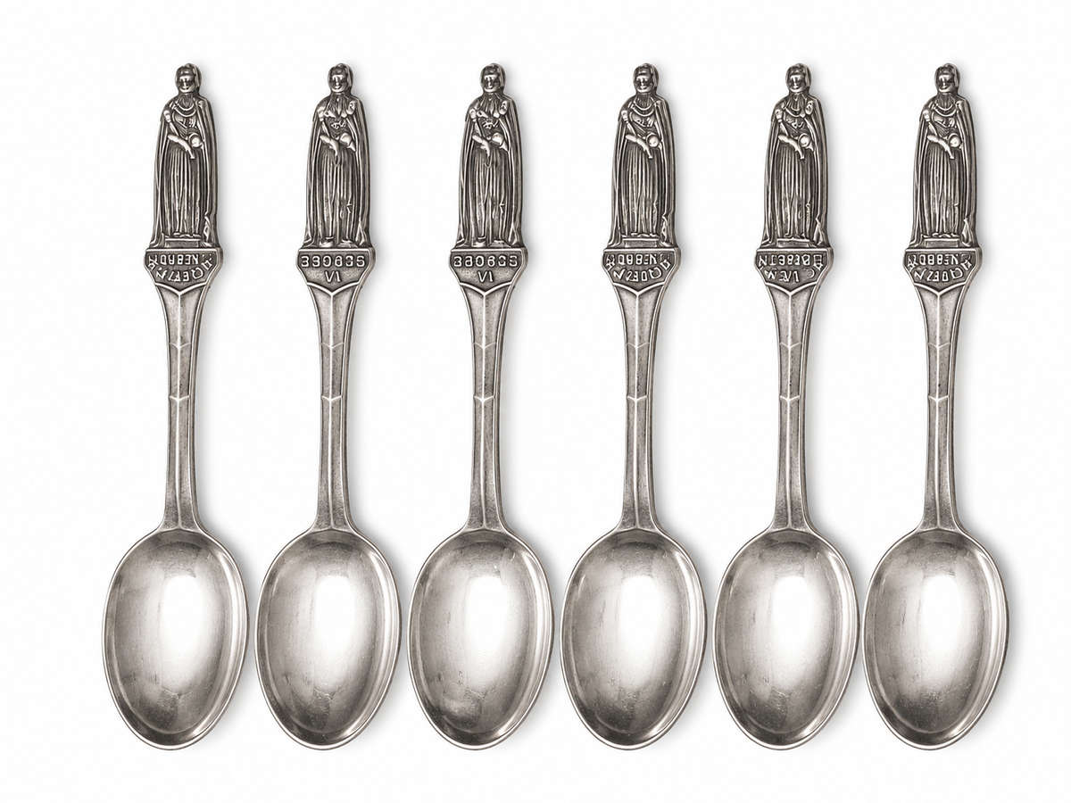Teaspoons - Silver Set of 6 Cooper Brothers Epns Showing Kings and Queens - ML3710
