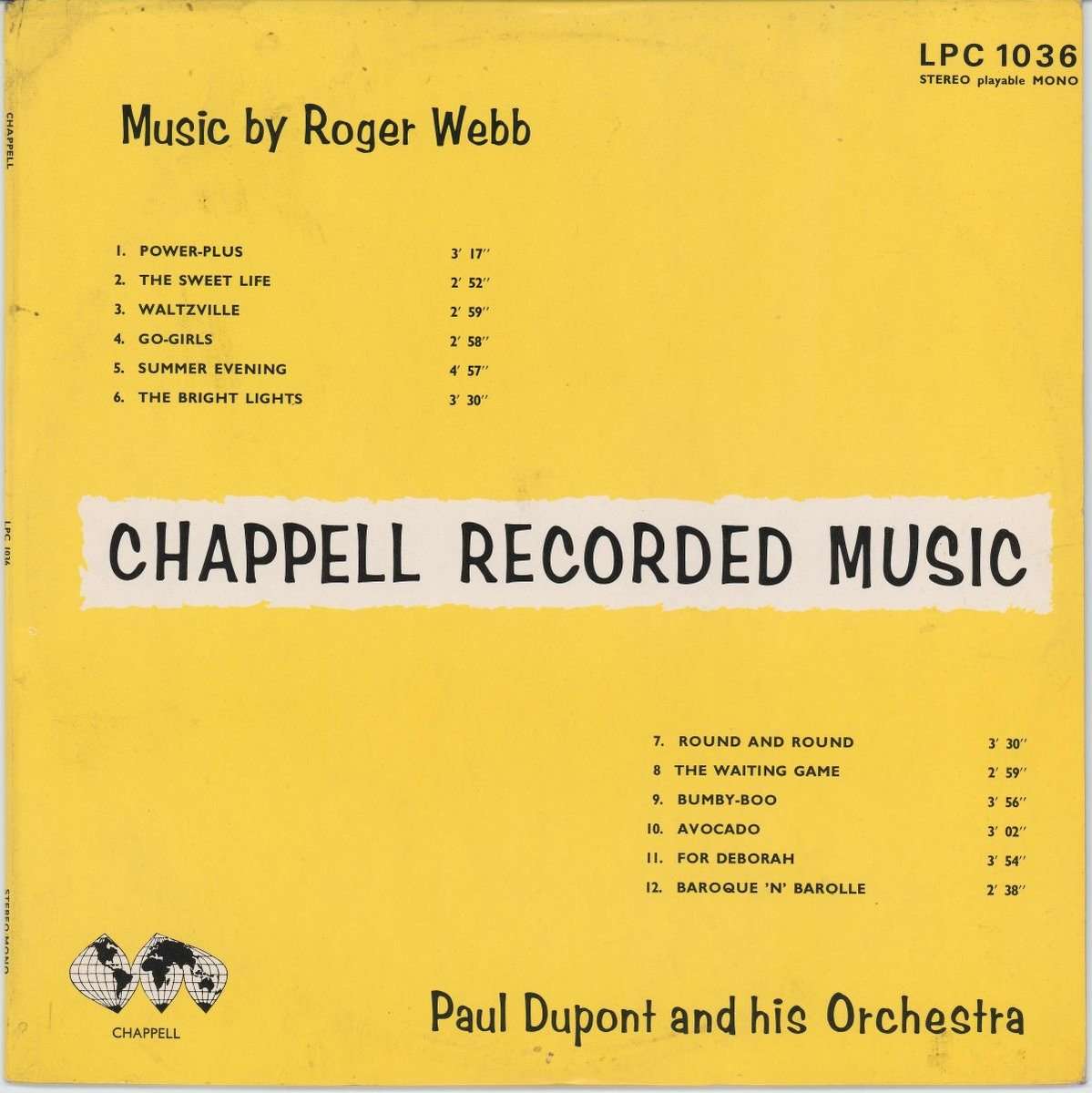 Paul Dupont & His Orchestra - Music By Roger Webb (VG/G+)
