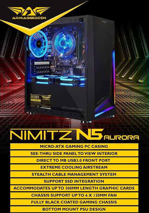 Armaggeddon Nimitz N5 Aurora Micro ATX Gaming PC Case