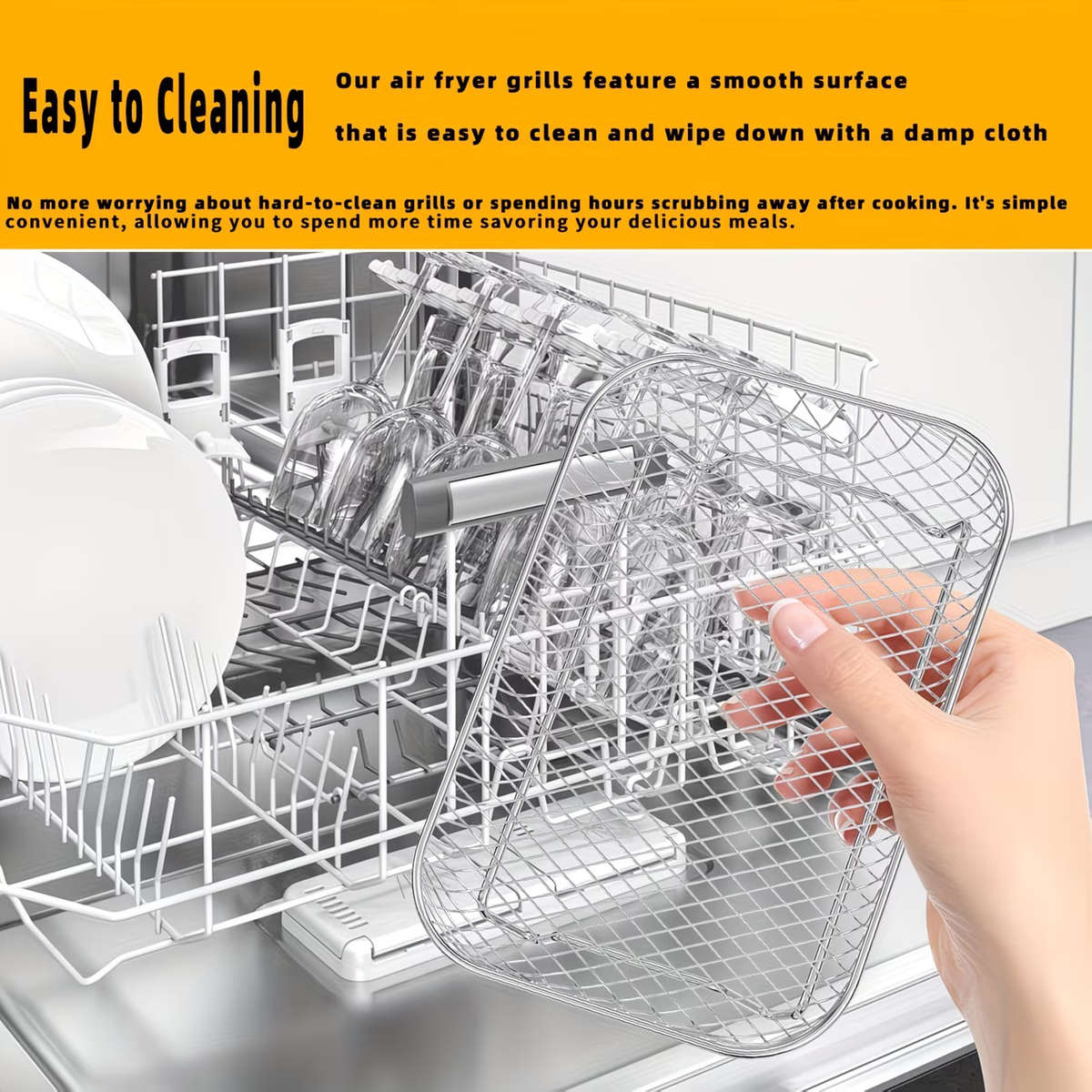 7pcs Stainless Steel Air Fryer Accessory Set: Stacking Rack, Elevation Pad