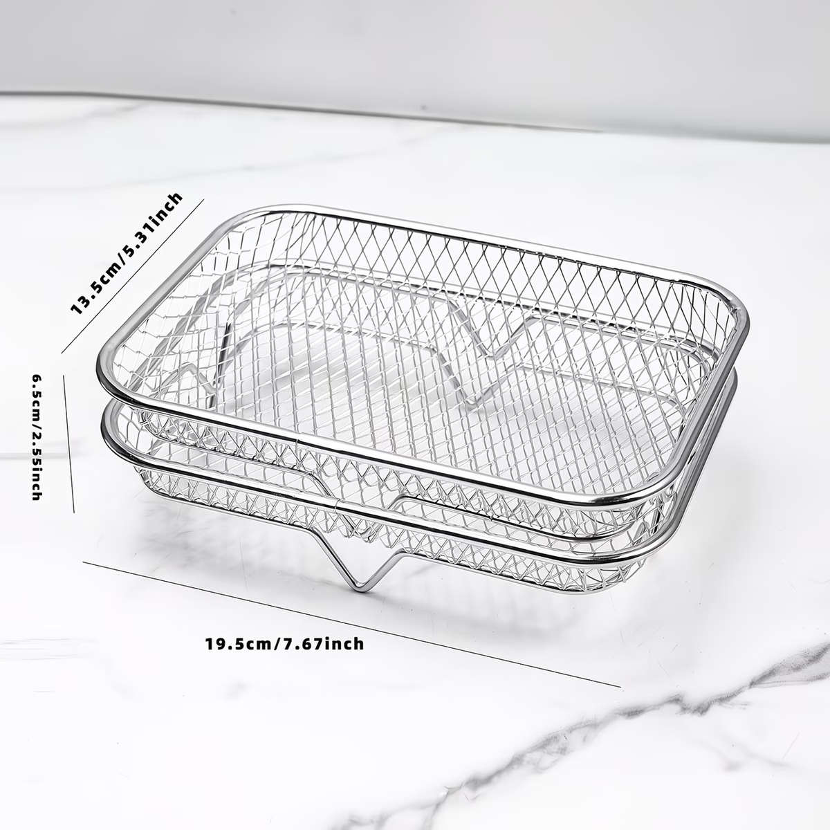 7pcs Stainless Steel Air Fryer Accessory Set: Stacking Rack, Elevation Pad
