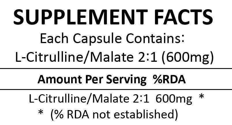 L-Citrulline Malate 2:1 Powder 150 Capsules (600mg) - 0.30kg