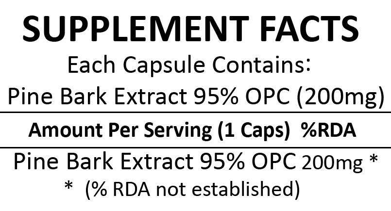 Pine Bark Extract (95% OPCs) 150 Capsules (200mg)