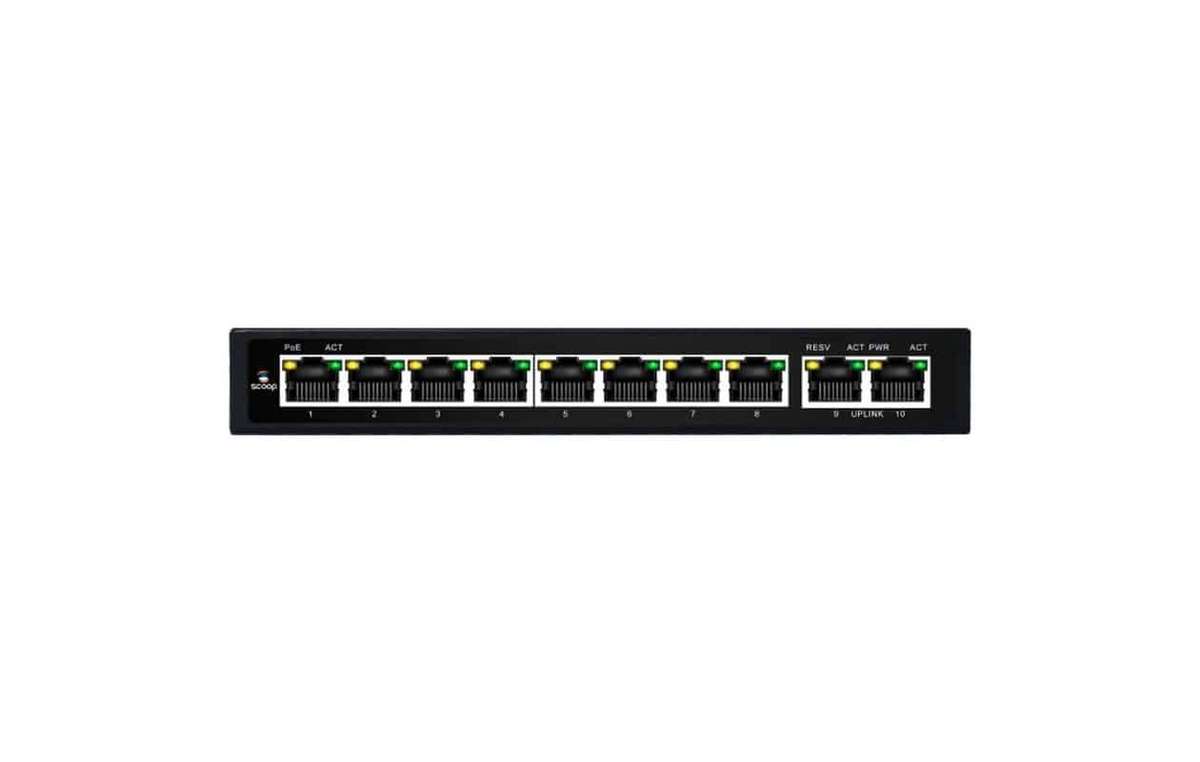 Scoop 10 Port Fast Ethernet 8 AI PoE 96W Switch