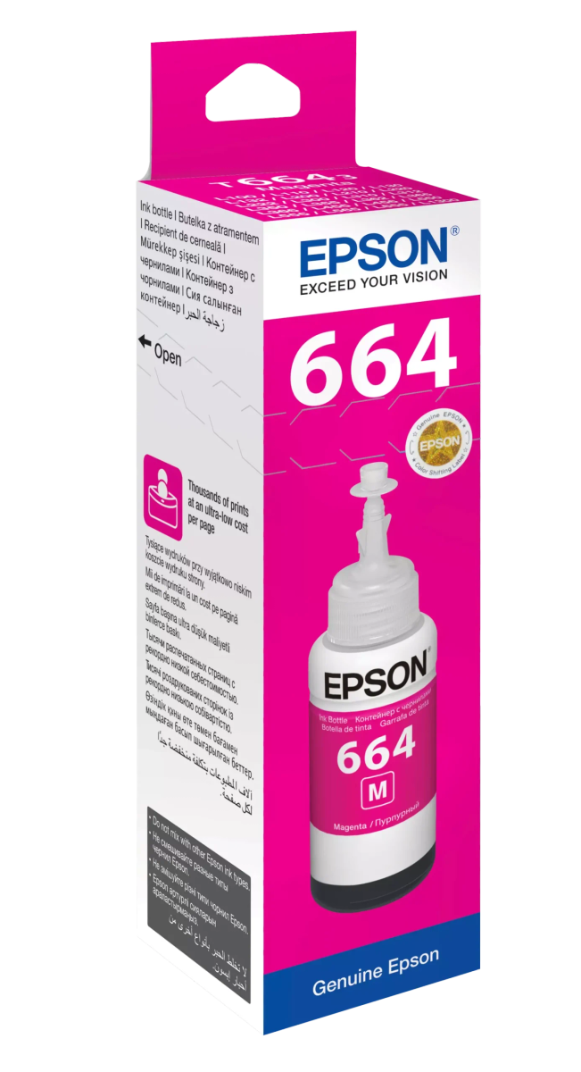 Epson T6643 Magenta Ink Bottle Ecotank 70ml Original Refill