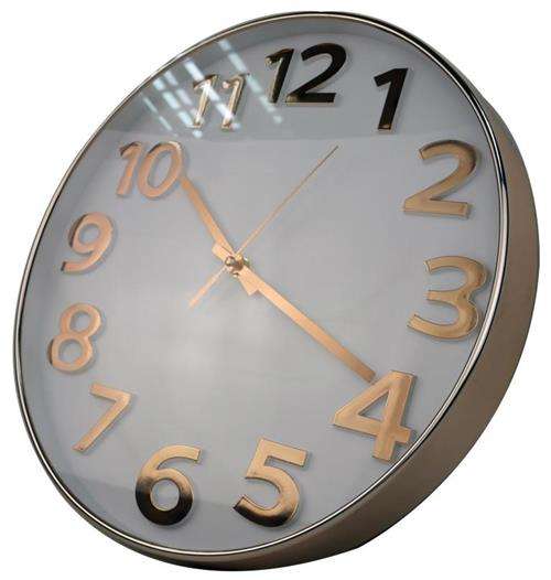 Casey Wall Clock Gold Outer Rim With Gold Details And White