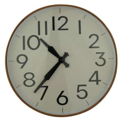 Casey Wall Clock Woodgrain outer rim with Beige details