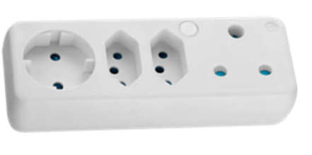 Ellies 4 Way Schuko Adaptor - White