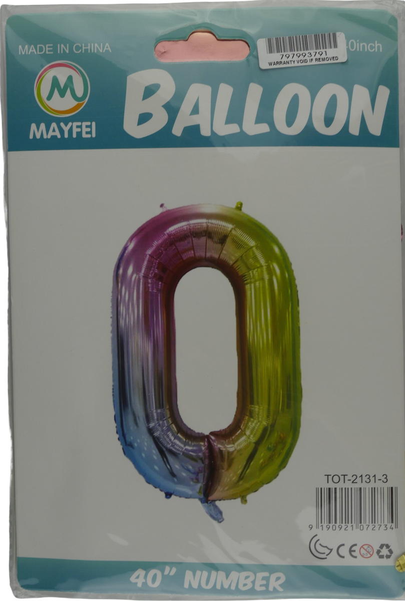 Casey 102cm Rainbow Balloon Number 0