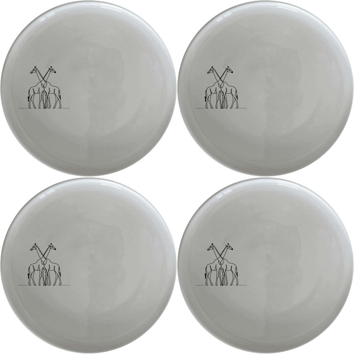 Elongated Intertwined Girraffes Side Plate Set of 4 - Range 1