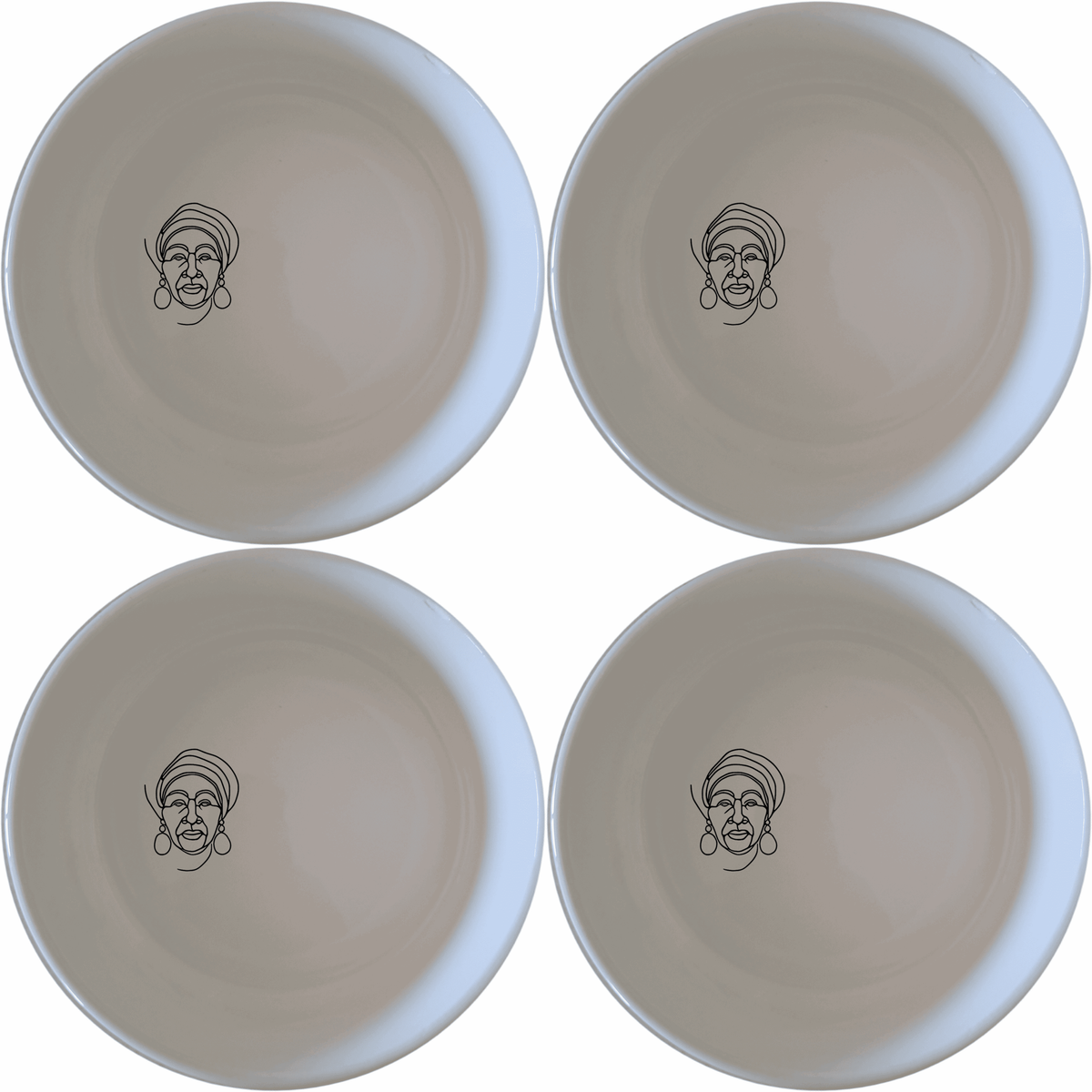 Face Of Old African Woman Bowl Set of 4 - Range 3