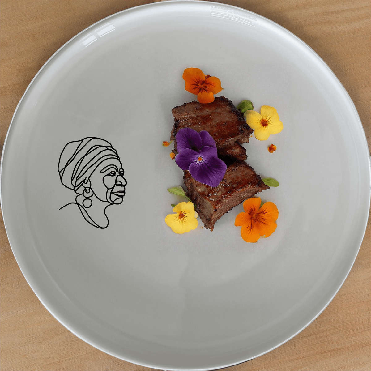 Face Old African Woman Dinner Plate Set of 4 - Range 2
