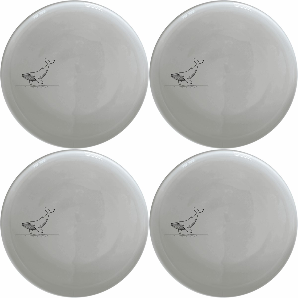 Floating Breaching Whale Dinner Plate Set of 4 - Range 2