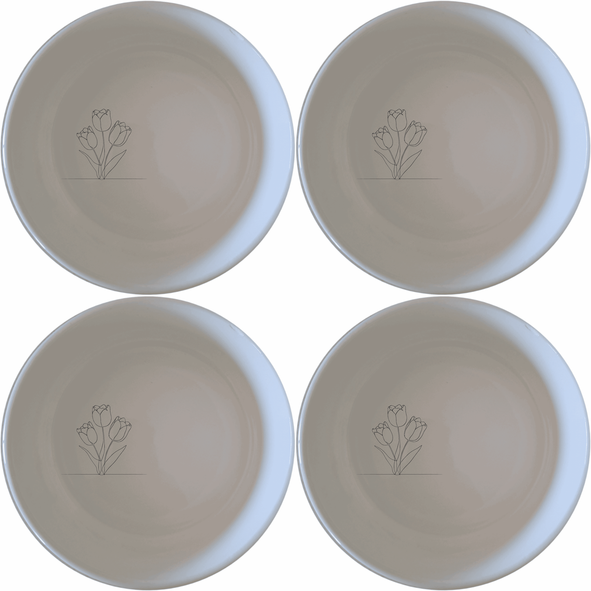 Tulips Panda Flat Bowl Set of 4 - Range 2