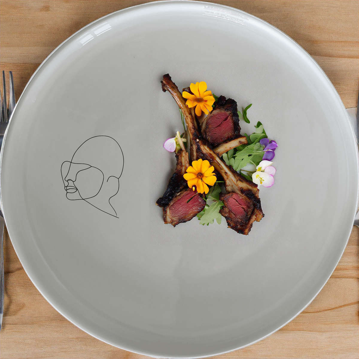 Line Art Faces Dinner Set of 12 - Range 2