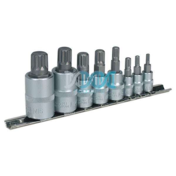 Chrome Vanadium Splined Bit Socket Set - 8 Piece
