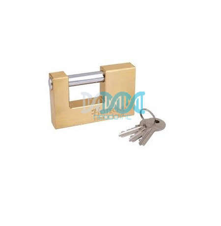 Rectangular Brass Padlock 80X18X52mm 3 Brass Keys Lock-Body & Cyl.& Solid