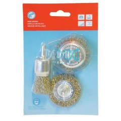 Wire Brush 3 Piece Assorted With Shaft