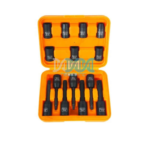 Hoteche 1/2 Inch Drive E-Socket And Torx Bit Set - 14 Pieces