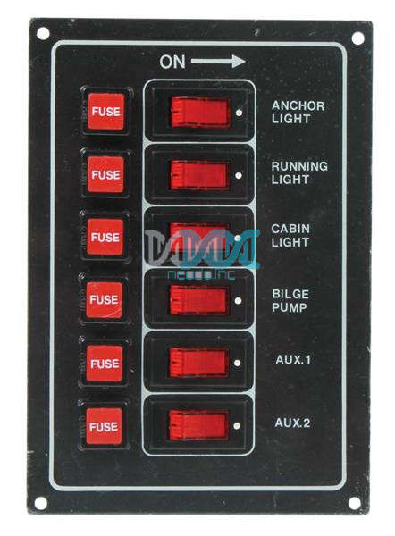 Switch Panel 6 Switch With Fuse Black