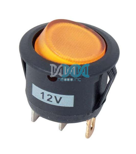 Rocker Switch Round Amber 12V