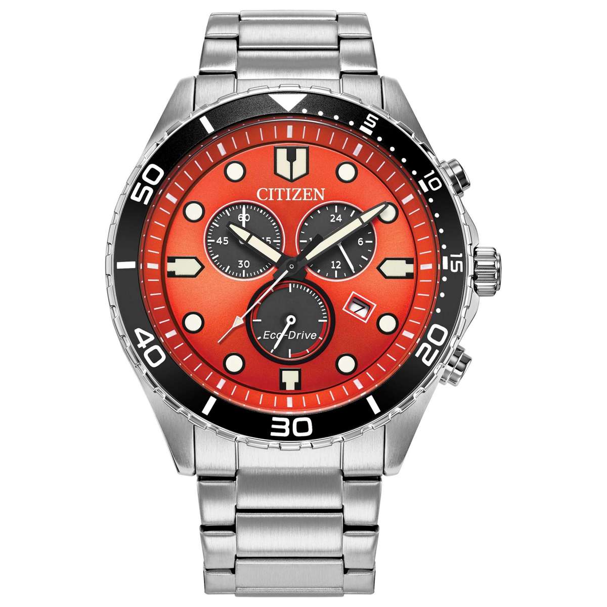 Citizen Sporty Aqua  Solar Powered Quartz Eco-Drive  Orange Dial  Men's  Watch