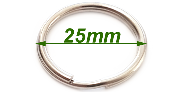 100pcs 25mm split ring (nickel plated) ring for keyrings. (Silver)