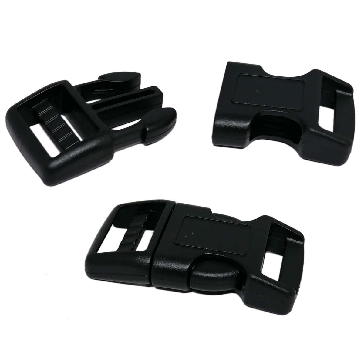 Buckle 20mm, Contour, Black, Quick release buckle, Plastic