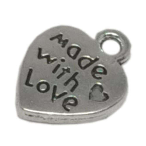 Charm, 15 identical hearts inscribed with -made with love-