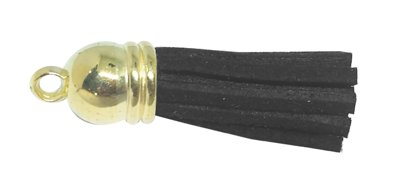 10pcs Tassel, Black Leather with Gold Cap