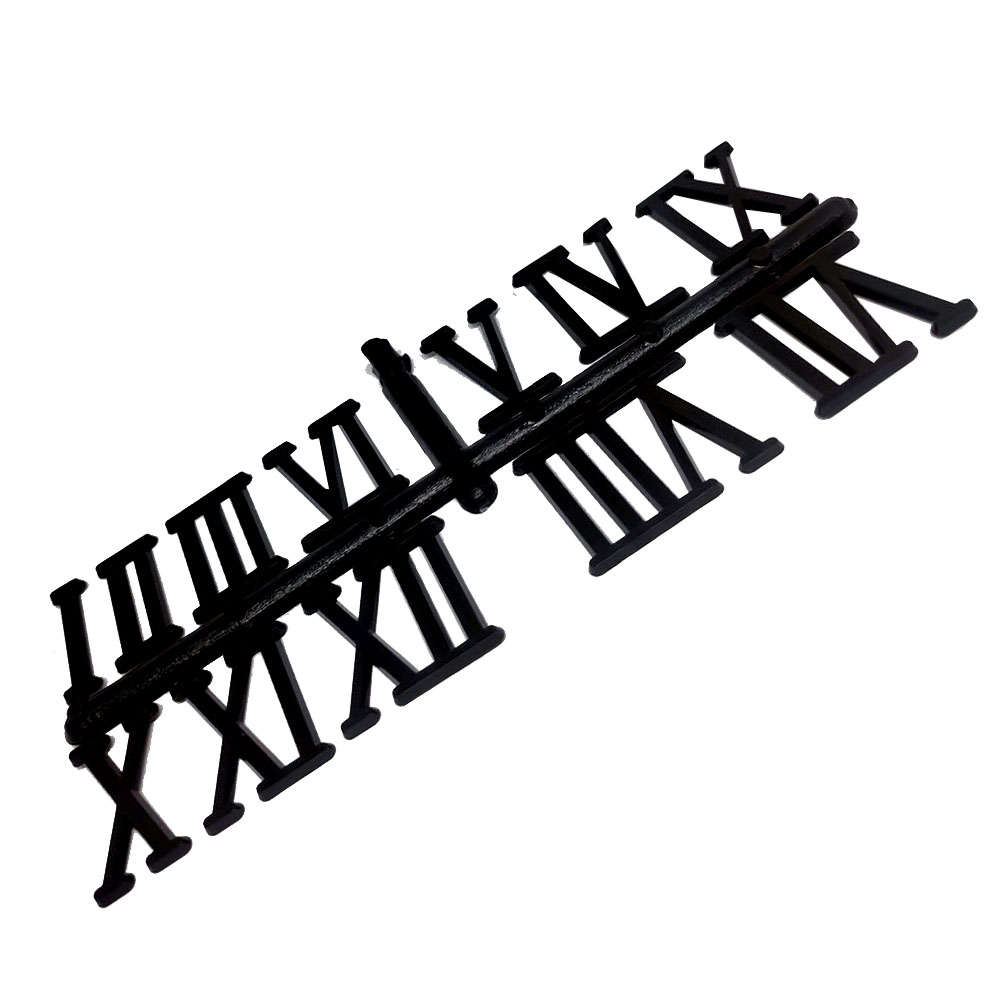 Clock set of Roman Numerals, 23mm, Black